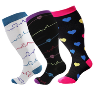Plus Size Colorful Performance Compression Socks 20-30mmHg (3 Pairs)