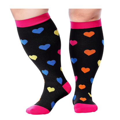 Plus Size Colorful Performance Compression Socks 20-30mmHg (3 Pairs)