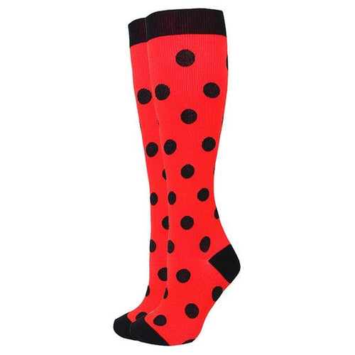 Red Polka Compression Socks for Men and Women 15-20 mmHg - SqueezeGear